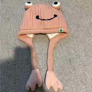 Adorable Pink Frog Knit Hat for Kids